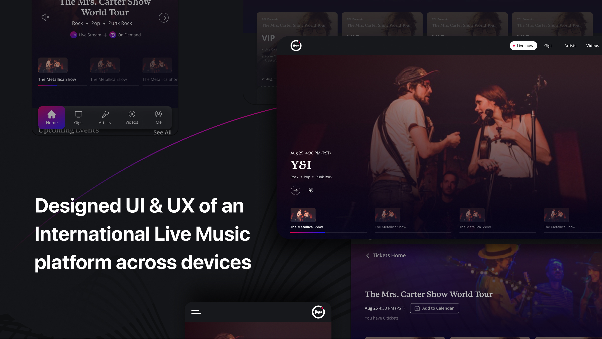 Gigs Live Website Design - TXL Technologies - Gigs Live